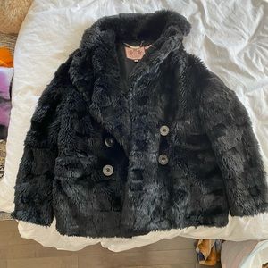 Juicy couture faux fur black coat